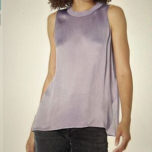 VINCE RIB-TRIM LILAC SILK SHELL  NWT